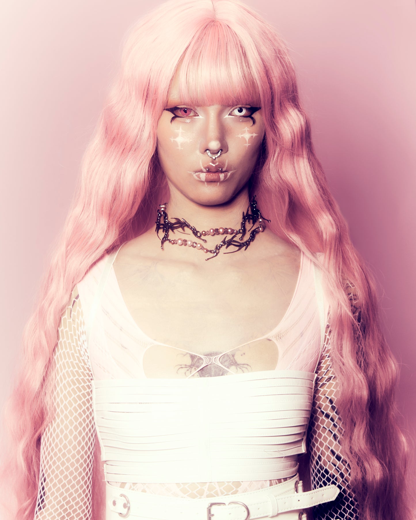 IIIMIII&SwIng “PINKEN THE ANGEL” Beaded cross Necklace-6