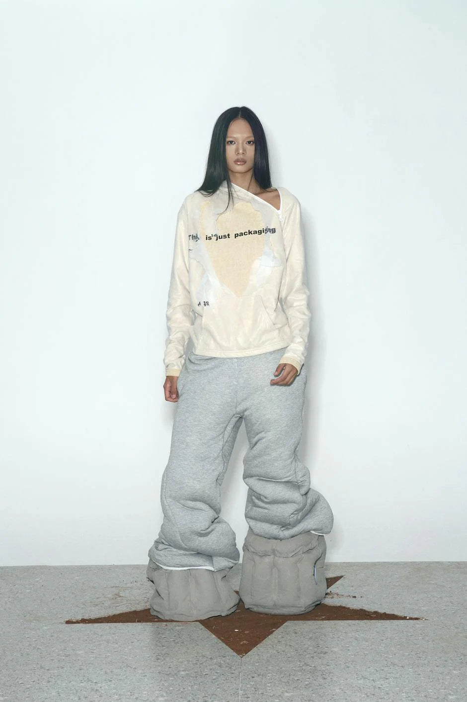 TE.COM DIY Diagonal Zipper Hoodie