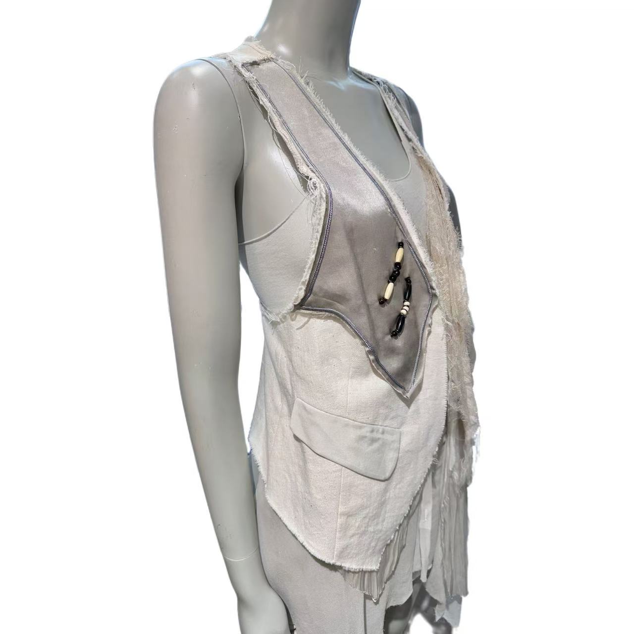 IF SIX WAS NINE Grey Beaded Deconstructed Vest(Brand New)