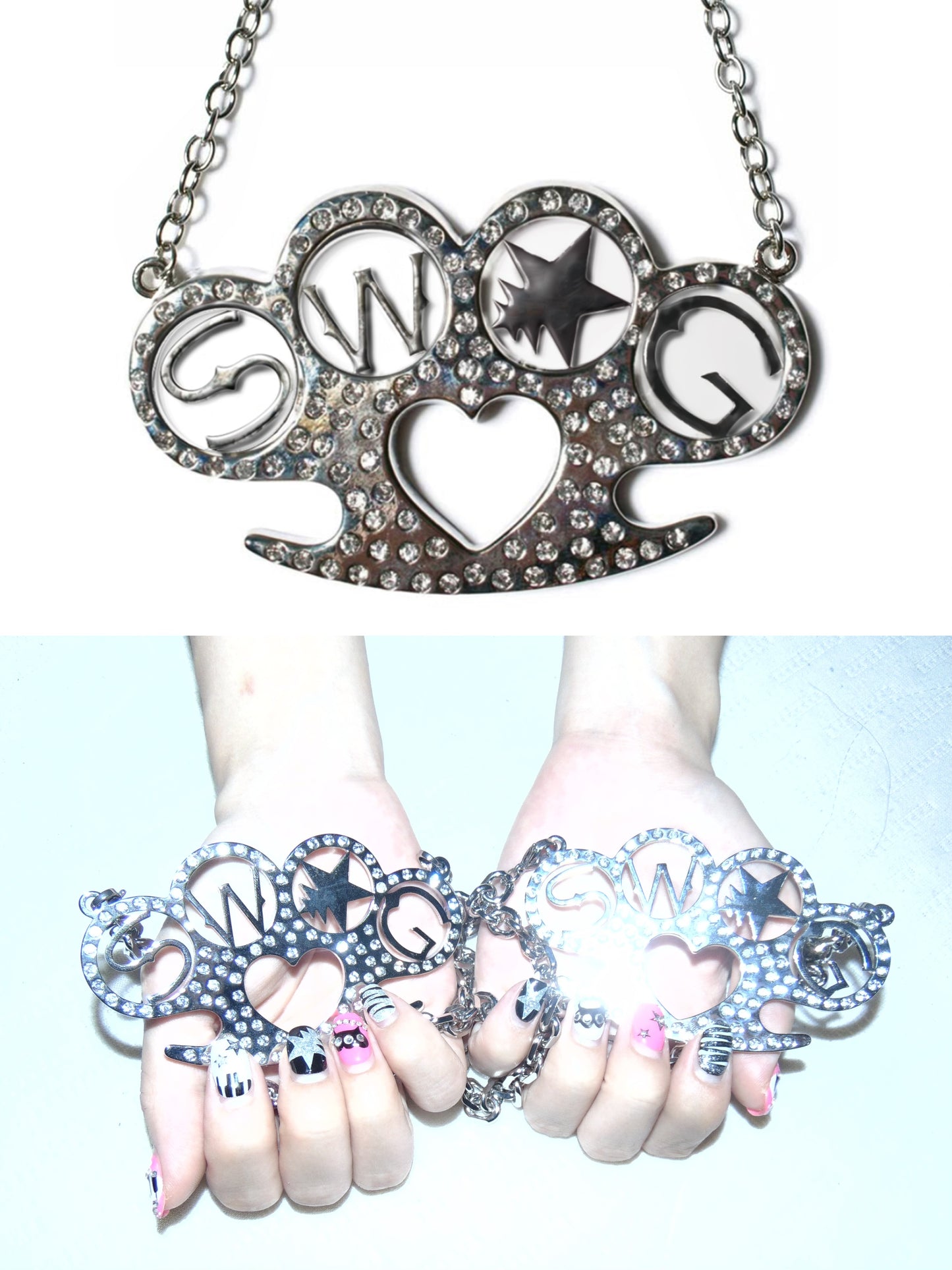 SWING UTOPIA Diamond-studded Knuckle Duster Necklace