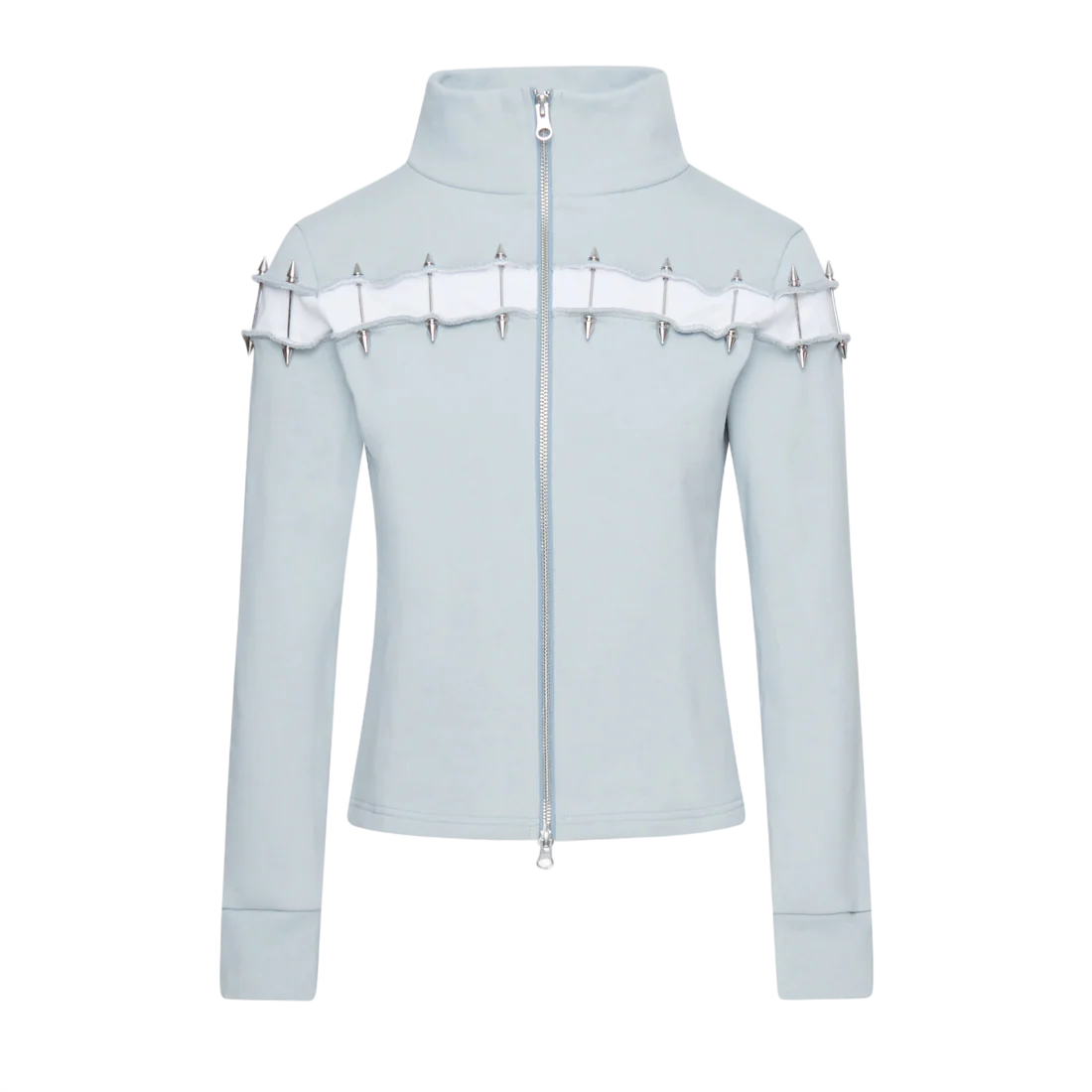 TE.COM Studded Slim-Fit Zipper Sweatshirt