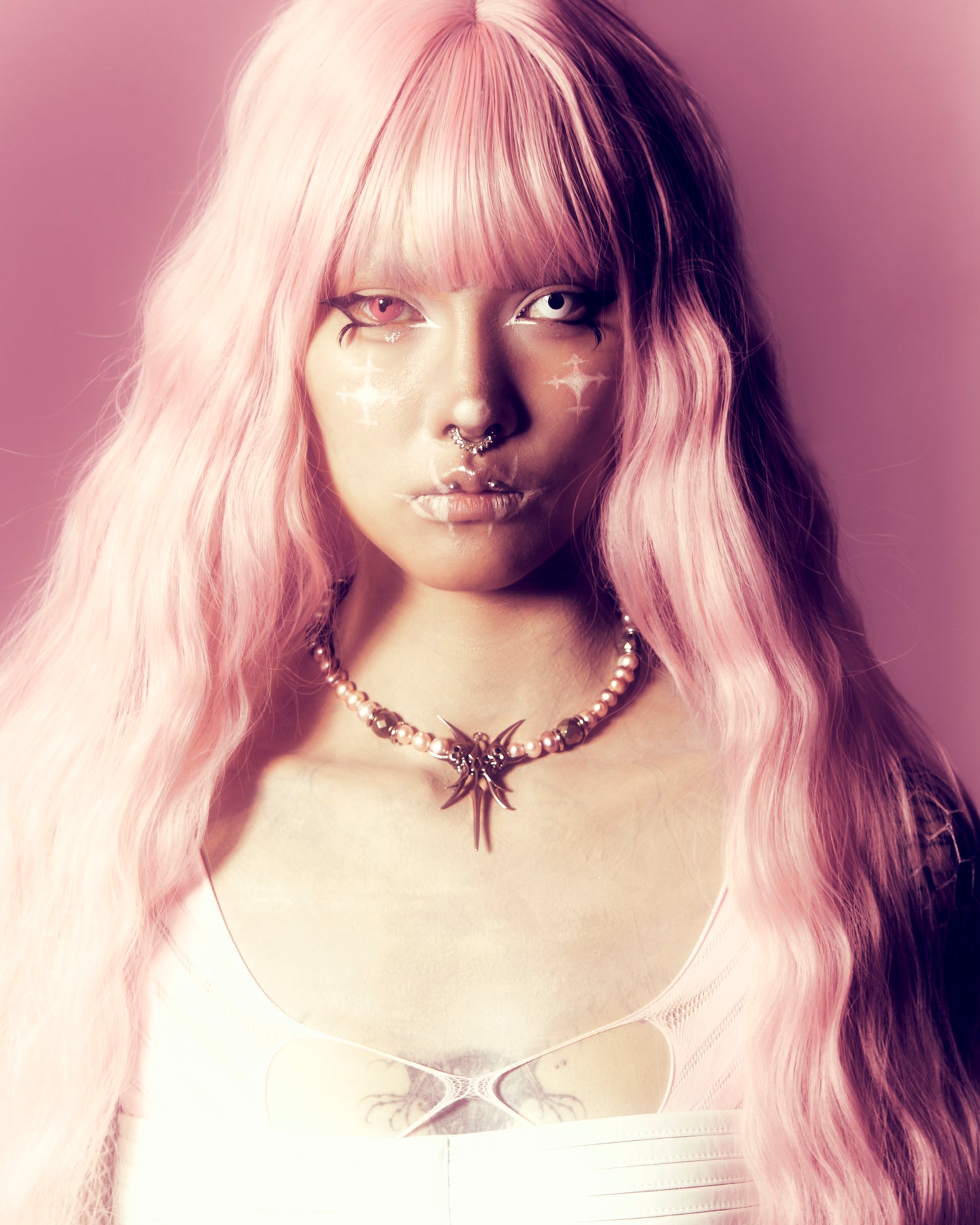 IIIMIII&SwIng “PINKEN THE ANGEL” Beaded cross Necklace-5