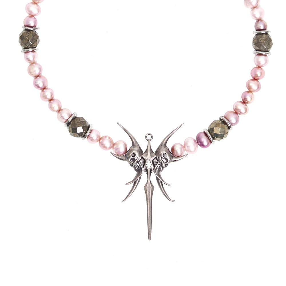 IIIMIII&SwIng “PINKEN THE ANGEL” Beaded cross Necklace-5