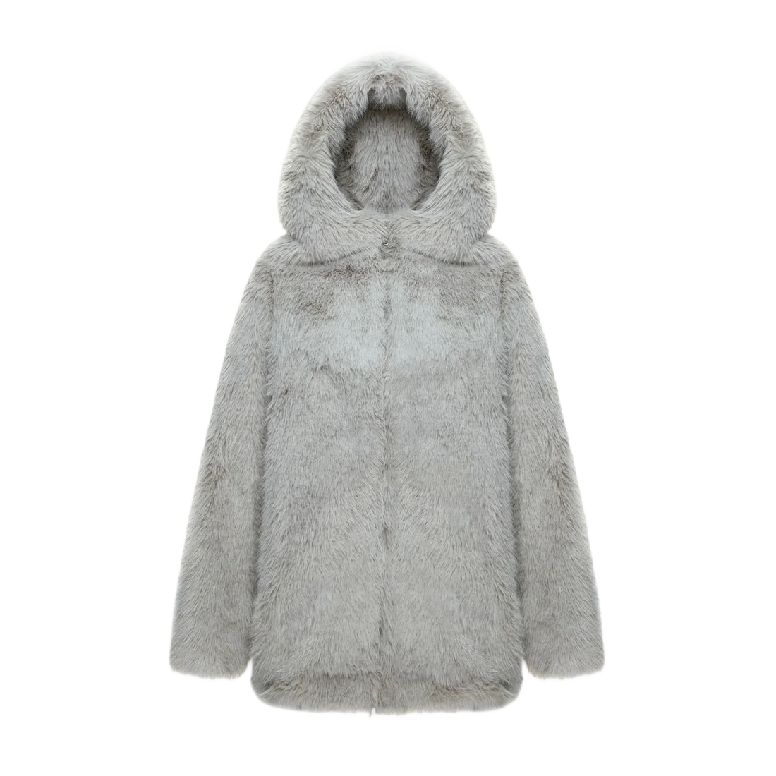 TE.COM Extra-Thick Long Eco-Friendly Faux Fur Coat