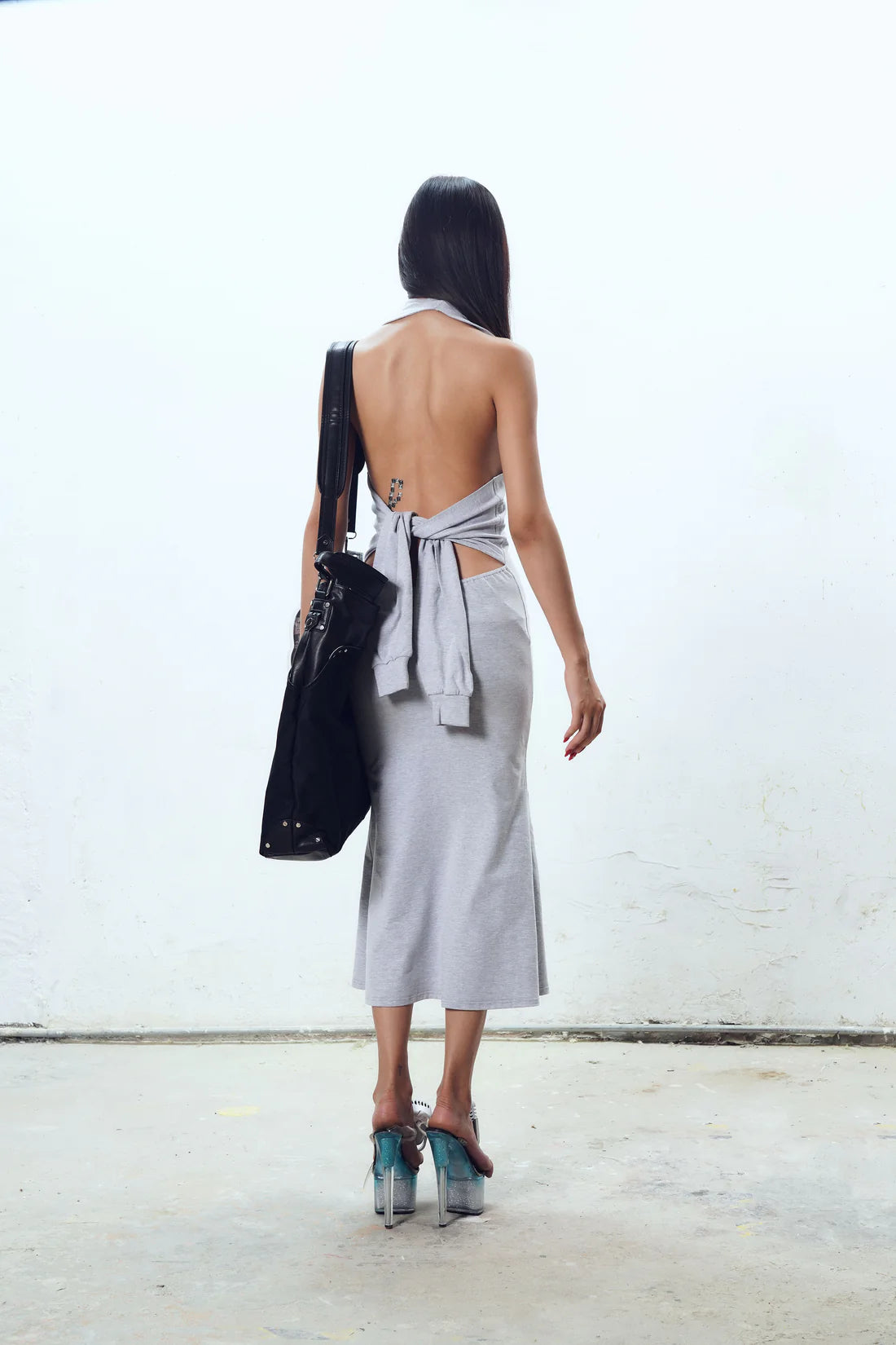 TE.COM Speaker Component Distressed Hoodie Dress