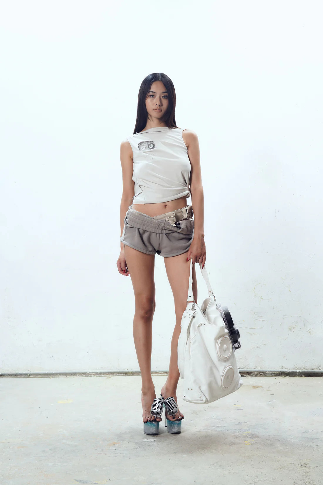 TE.COM 3D Silicone Speaker Crossbody/Shoulder Bag(WHITE)