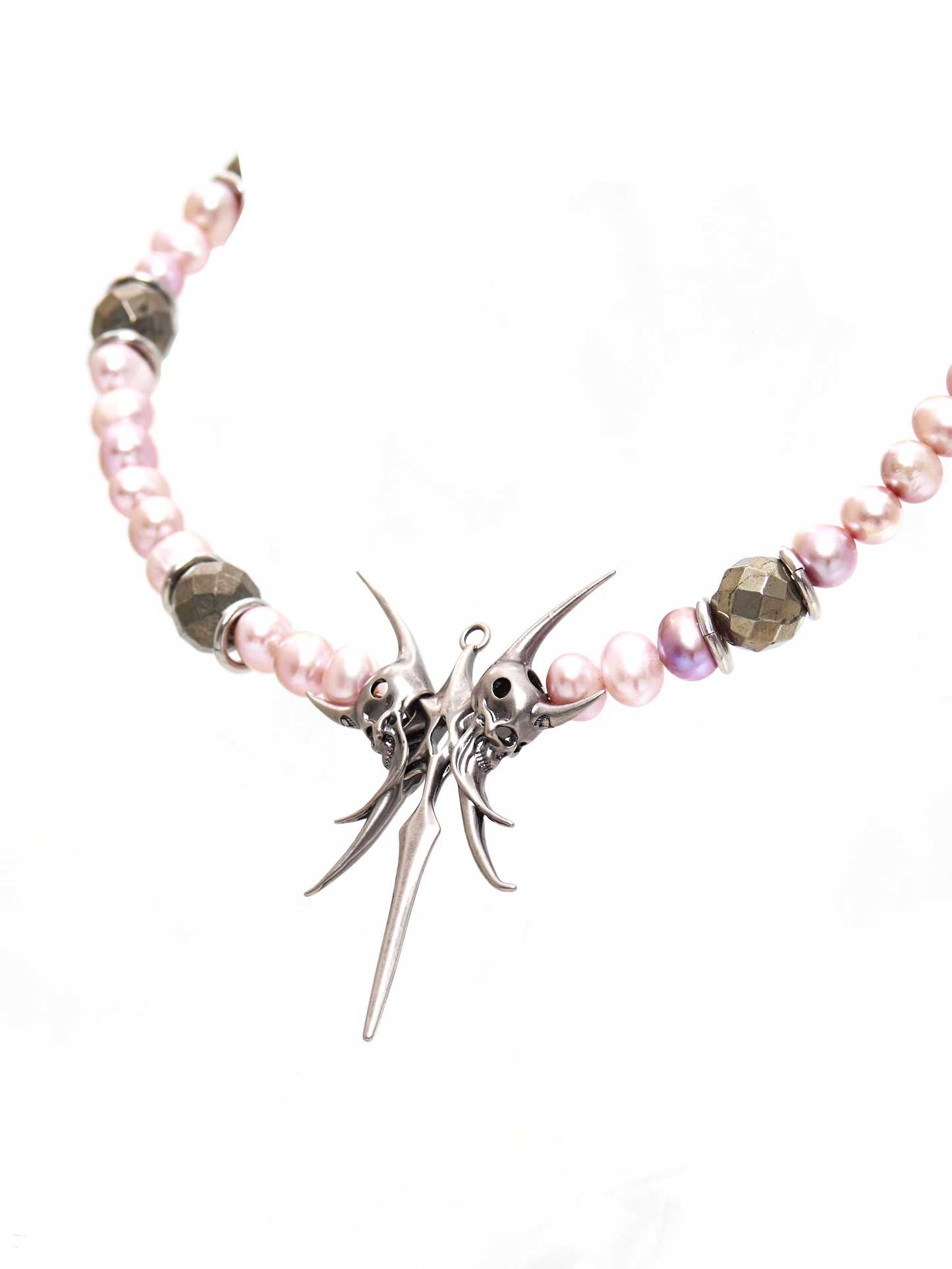IIIMIII&SwIng “PINKEN THE ANGEL” Beaded cross Necklace-5