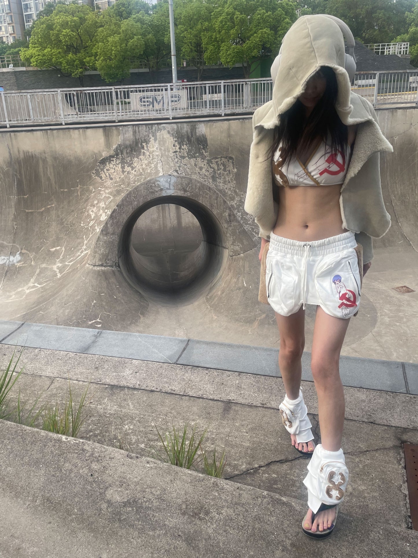 TexEvasion Anime Color-Block Shorts