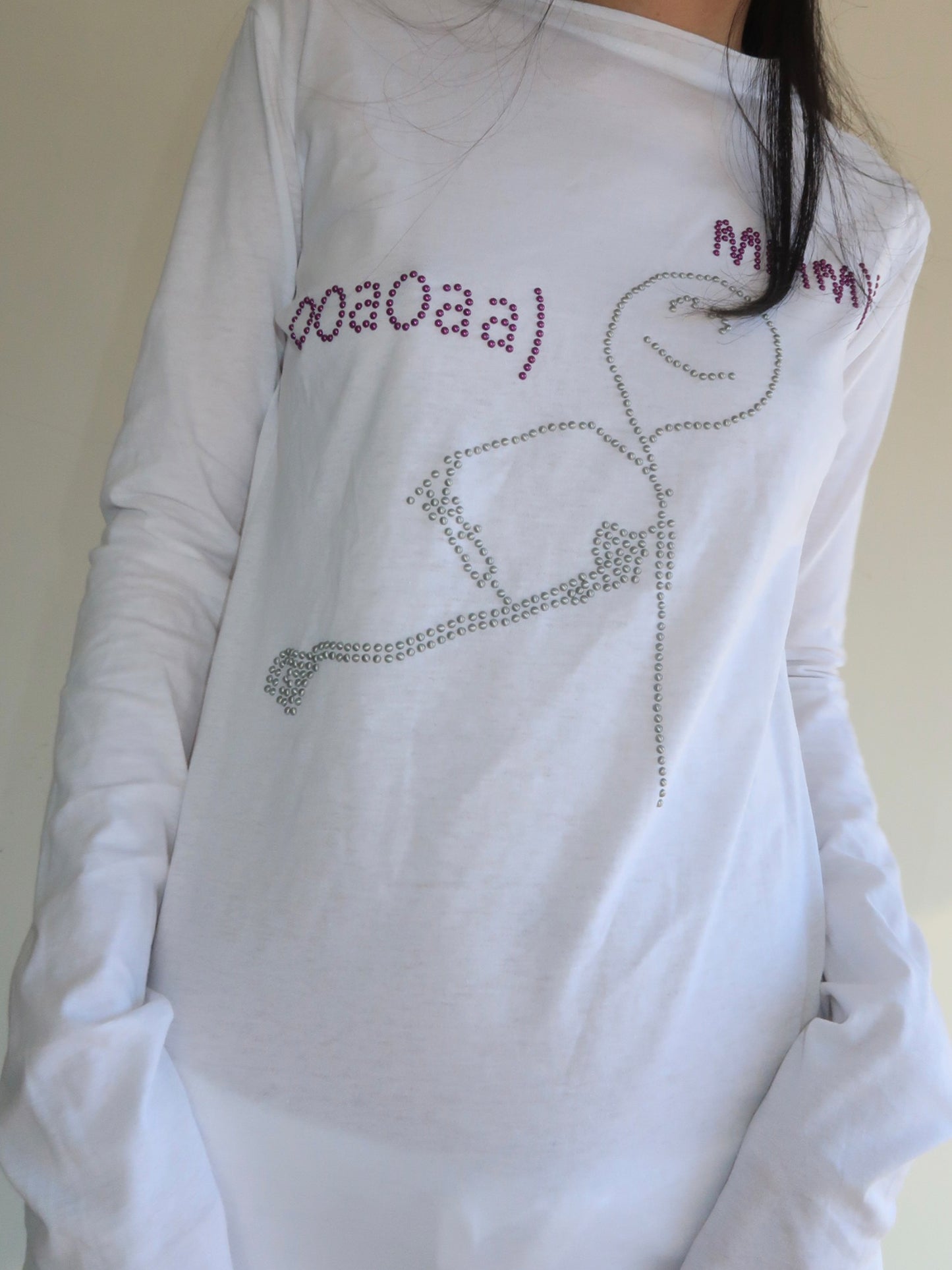 TexEvasion White Rhinestone-Embellished T-Shirt