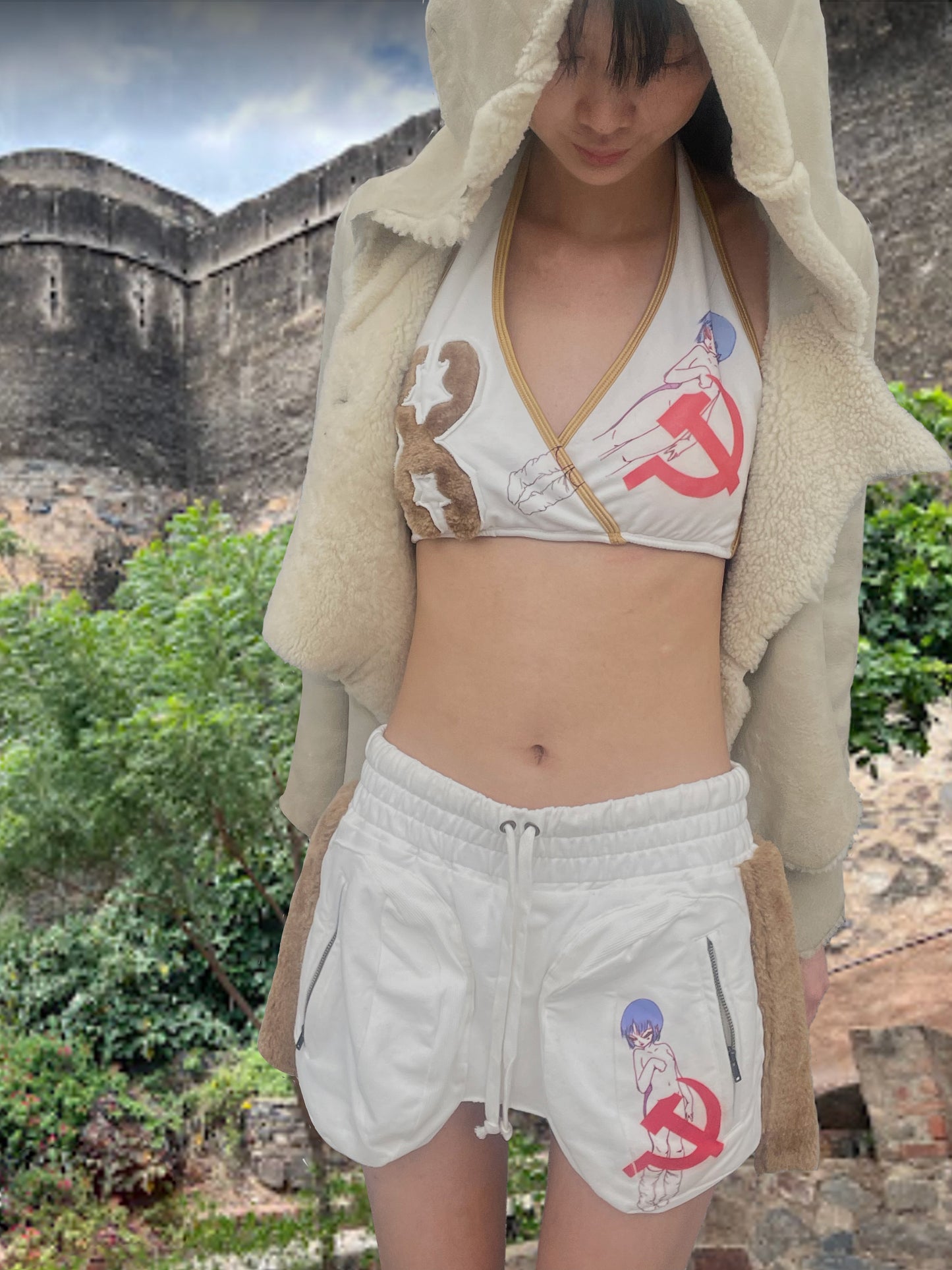 TexEvasion Anime Color-Block Shorts