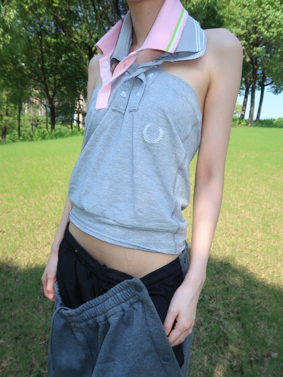 TexEvasion Deconstructed Halter Tank Top