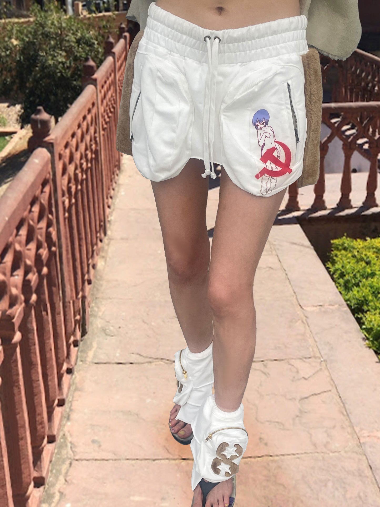 TexEvasion Anime Color-Block Shorts