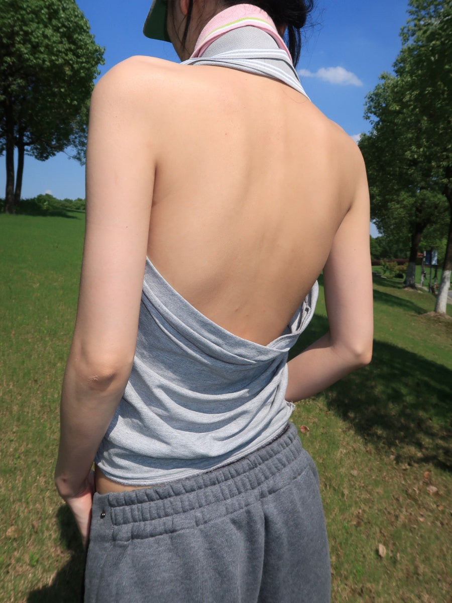 TexEvasion Deconstructed Halter Tank Top