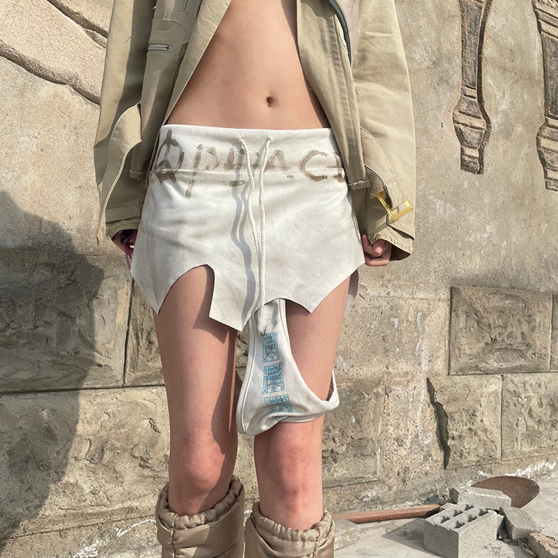 TexEvasion Distressed Patchwork Mini Skirt
