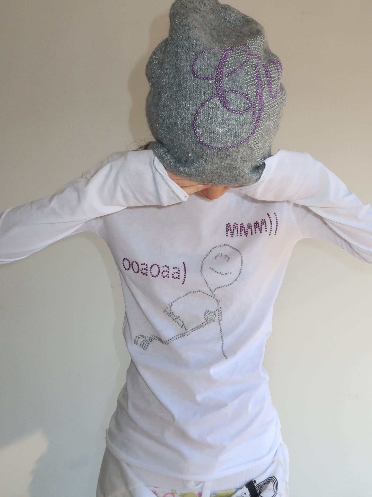 TexEvasion White Rhinestone-Embellished T-Shirt