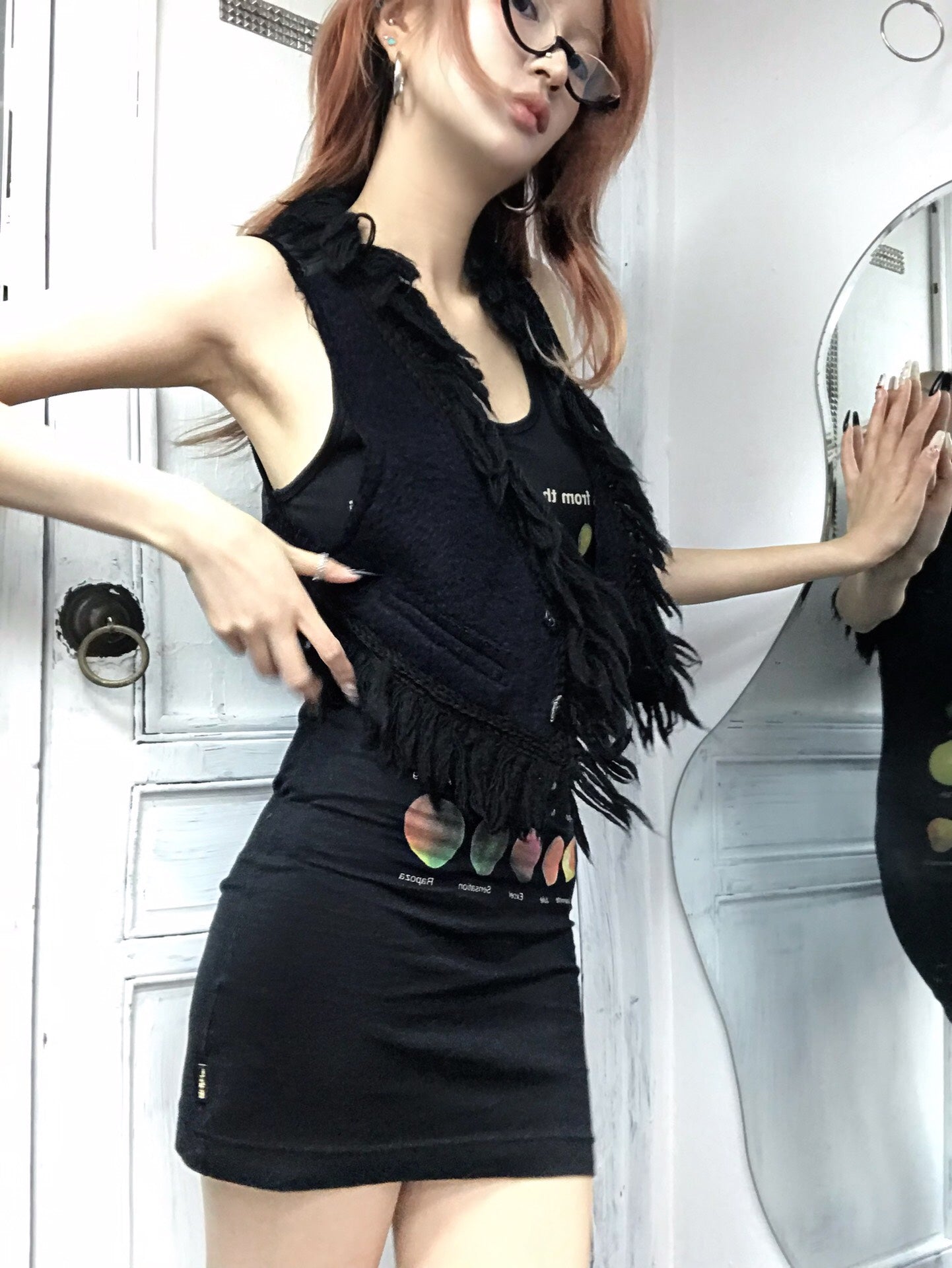 L.G.B Black Fringed Vest(Brand New)