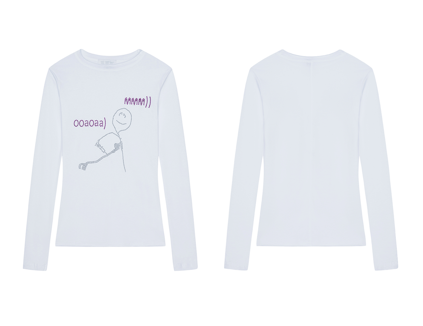 TexEvasion White Rhinestone-Embellished T-Shirt