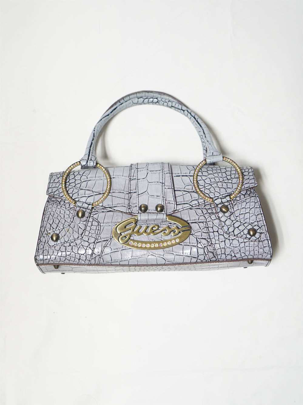 GUESS Y2K Croc-Textur Shoulder Bag