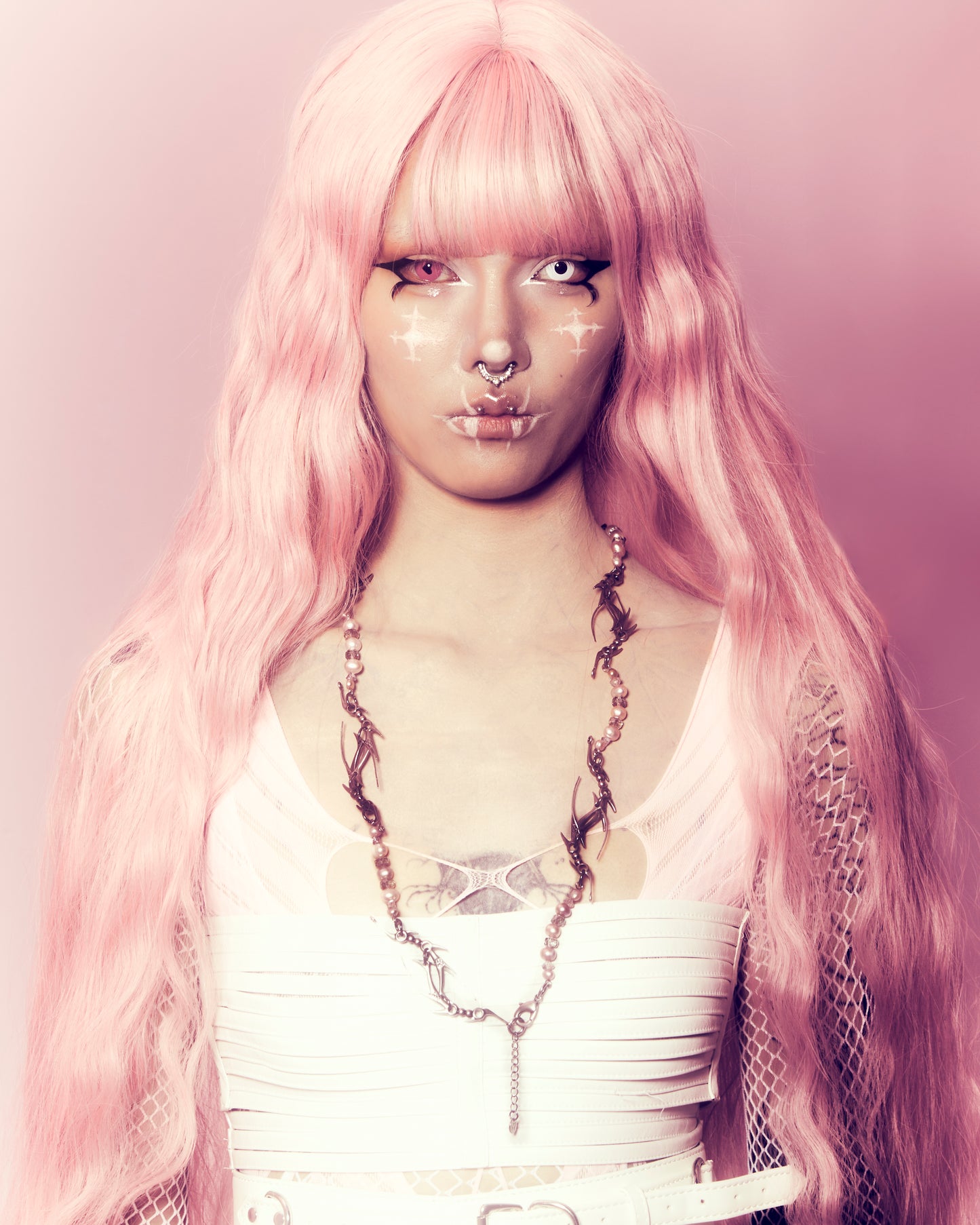 IIIMIII&SwIng “PINKEN THE ANGEL” Beaded cross Necklace-6