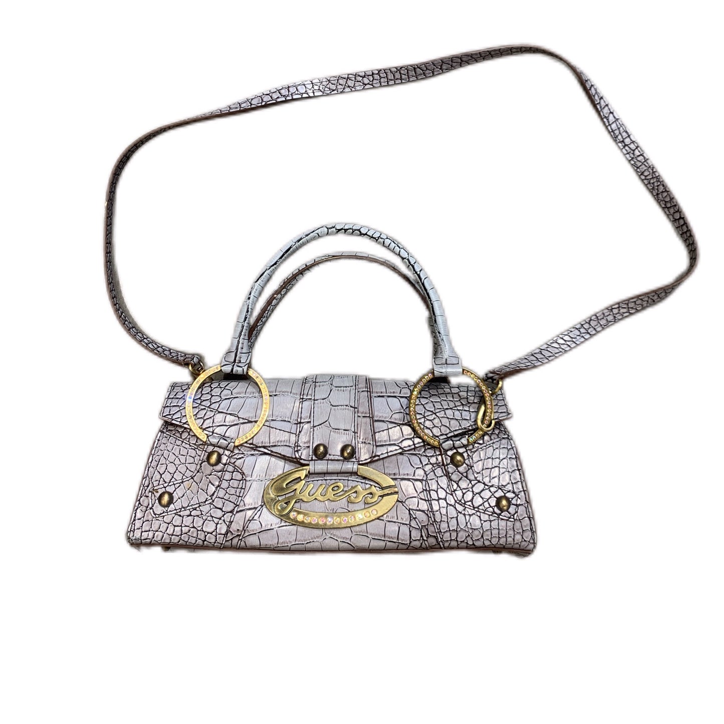 GUESS Y2K Croc-Textur Shoulder Bag