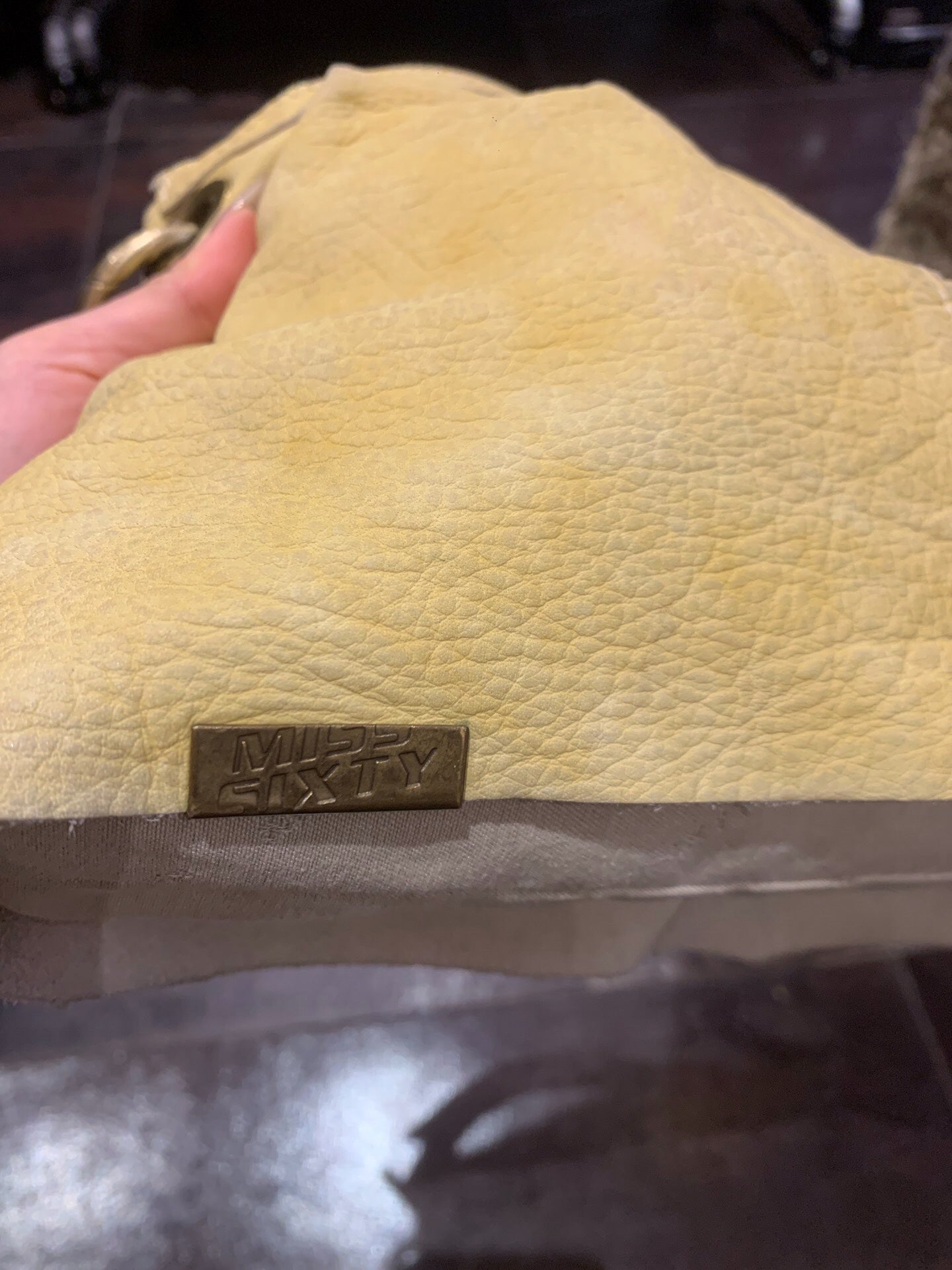 Miss Sixty Yellow Leather Ring-Handle Bag