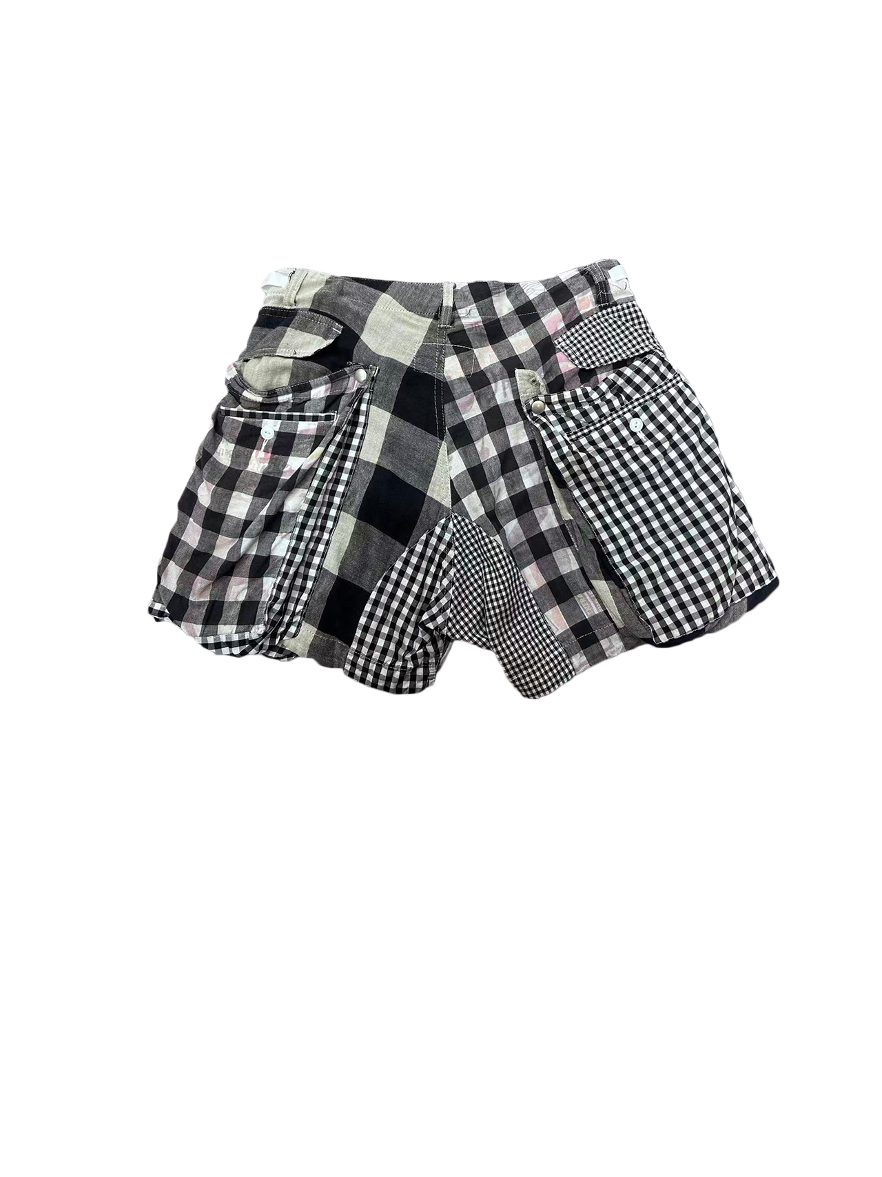 NOZOMI ISHIGURO Black&White Plaid Patchwork Shorts