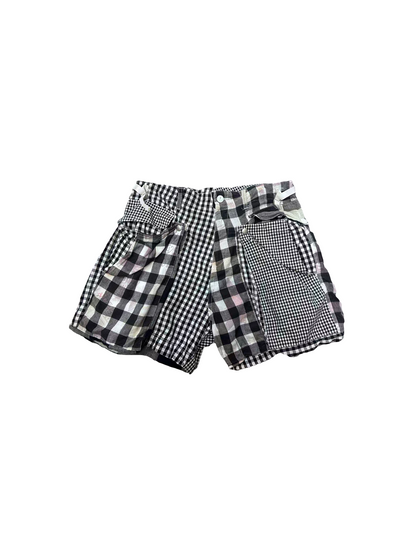 NOZOMI ISHIGURO Black&White Plaid Patchwork Shorts
