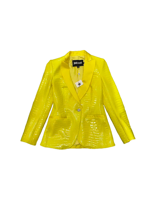 JUST CAVALLI Yellow Crocodile Leather Jacket