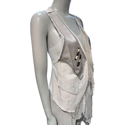 IF SIX WAS NINE Grey Beaded Deconstructed Vest(Brand New)