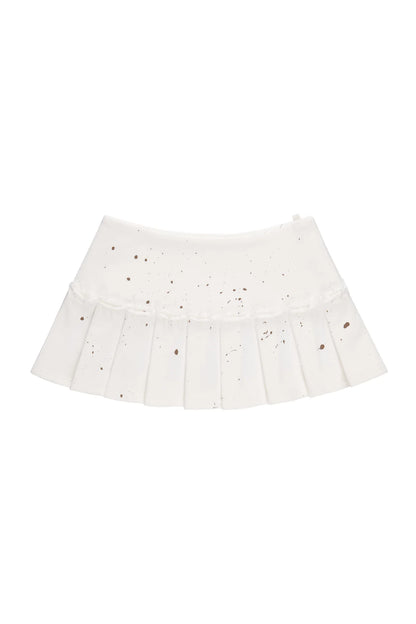 TE.COM Splatter Ink Pleated Mini Skirt
