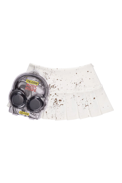 TE.COM Splatter Ink Pleated Mini Skirt
