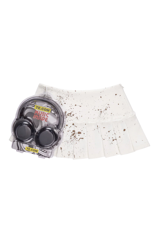 TE.COM Splatter Ink Pleated Mini Skirt