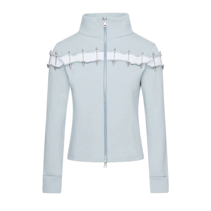 TE.COM Studded Slim-Fit Zipper Sweatshirt