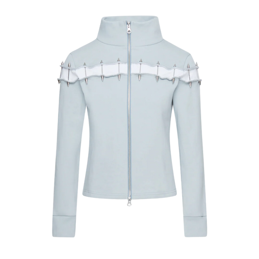 TE.COM Studded Slim-Fit Zipper Sweatshirt