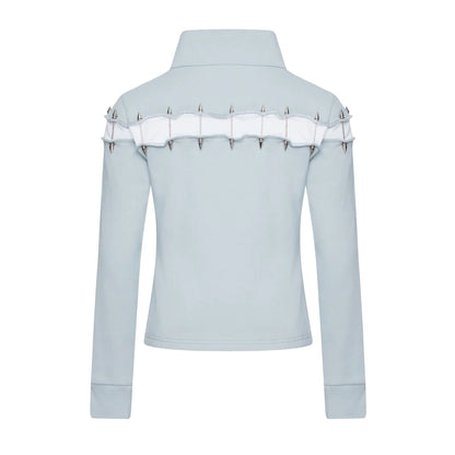 TE.COM Studded Slim-Fit Zipper Sweatshirt