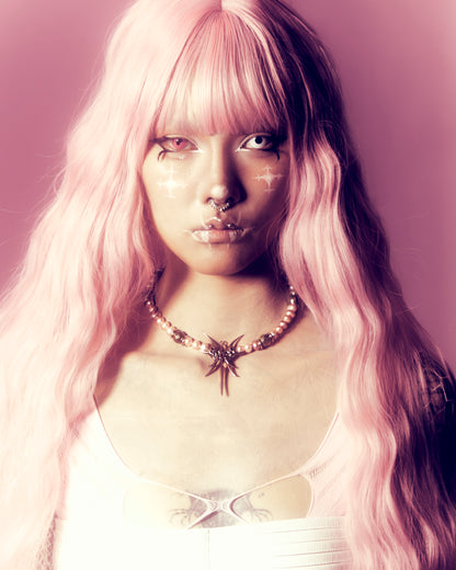 IIIMIII&SwIng “PINKEN THE ANGEL” Beaded cross Necklace-5