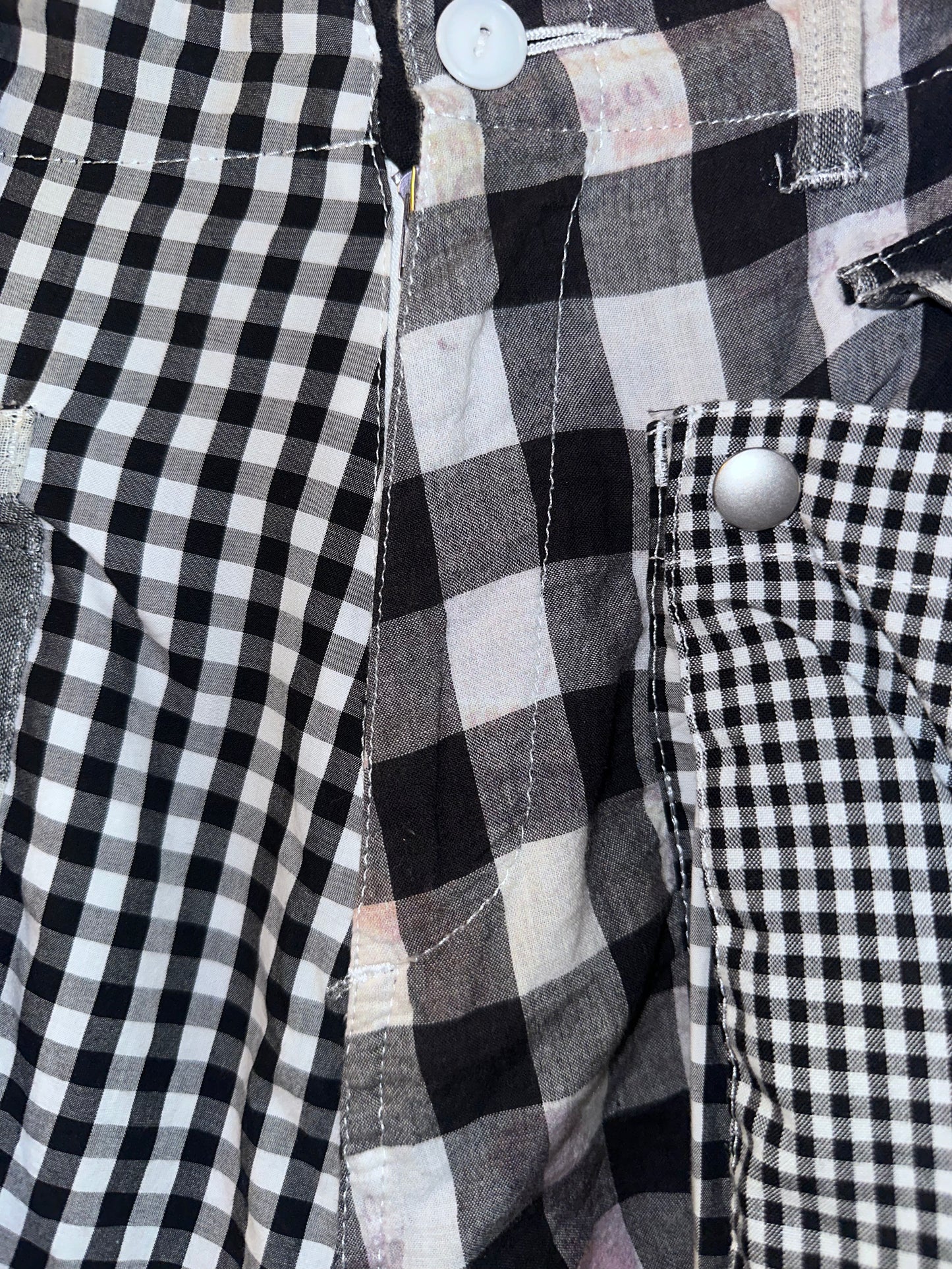 NOZOMI ISHIGURO Black&White Plaid Patchwork Shorts