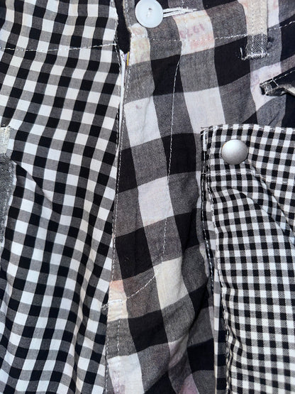 NOZOMI ISHIGURO Black&White Plaid Patchwork Shorts