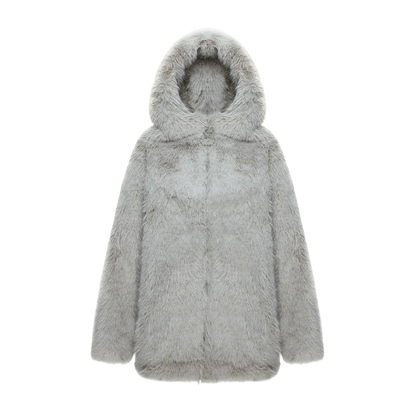 TE.COM Extra-Thick Long Eco-Friendly Faux Fur Coat
