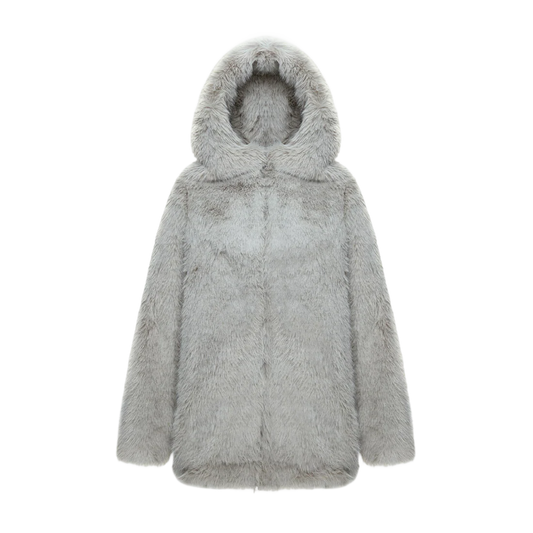 TE.COM Extra-Thick Long Eco-Friendly Faux Fur Coat