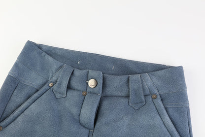 TE.COM Denim-Pattern Special-Cut Shearling Leather Pants