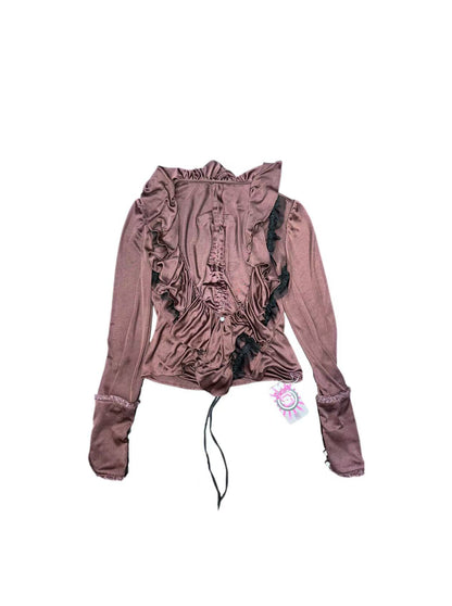 ALICE AUAA Velvet Draped-Collar Top