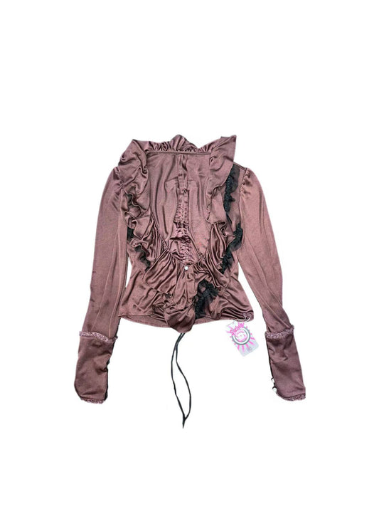 ALICE AUAA Velvet Draped-Collar Top