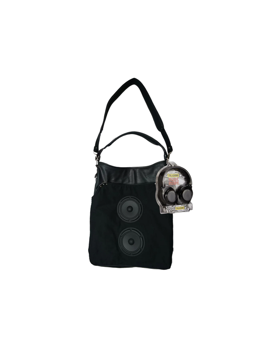 TE.COM 3D Silicone Speaker Crossbody/Shoulder Bag(BLACK)