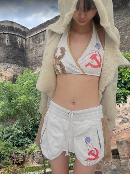 TexEvasion Anime Color-Block Shorts