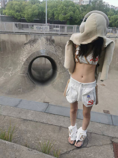 TexEvasion Anime Color-Block Shorts