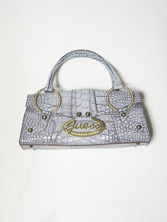 GUESS Y2K Croc-Textur Shoulder Bag