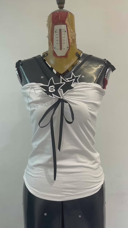 SWING UTOPIA Star Patch Ribbon Top