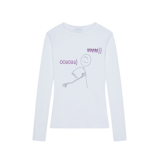 TexEvasion White Rhinestone-Embellished T-Shirt