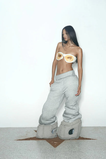 TE.COM Cotton-filled wide-leg flared pants